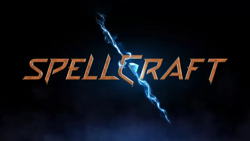 Логотип игры Spellcraft Логотип игры Spellcraft с молнией