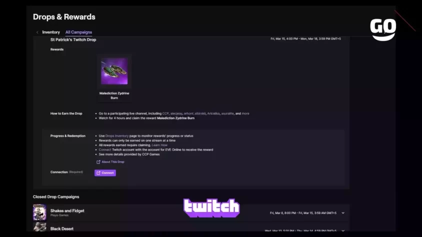 Подарки St Patrick’s Twitch Drop от Twitch для поклонников EVE Online St Patrick's Twitch Drop