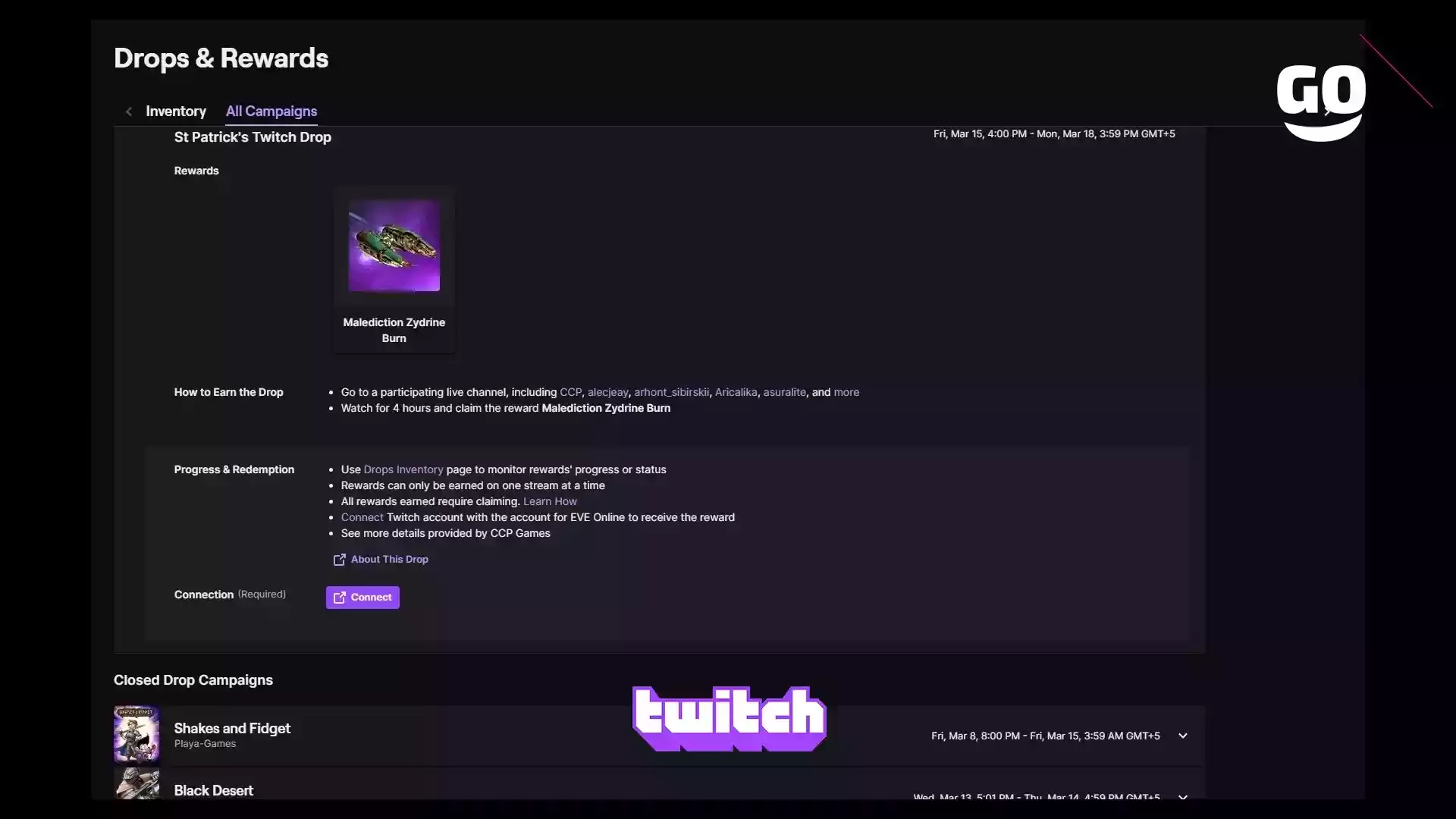 Праздничные подарки на St Patrick’s в EVE Online через Twitch Drops