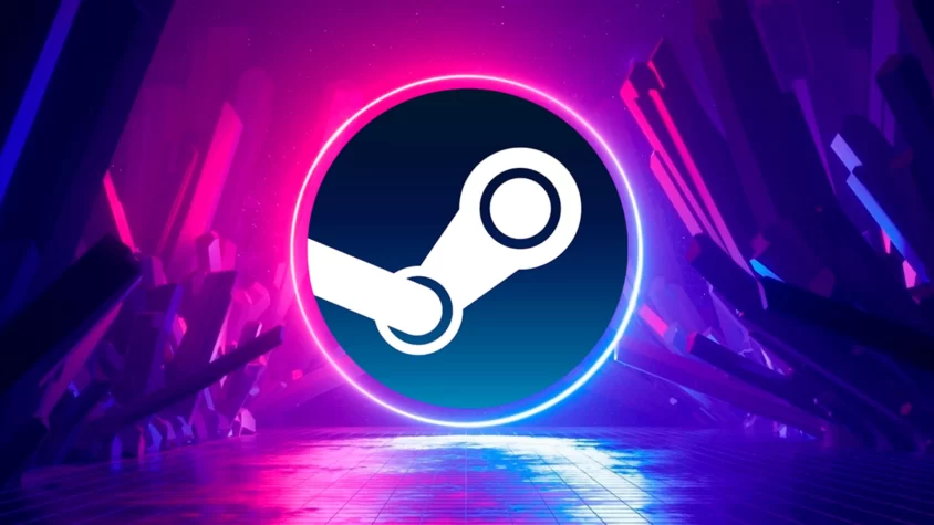 Логотип Steam на футуристическом фоне