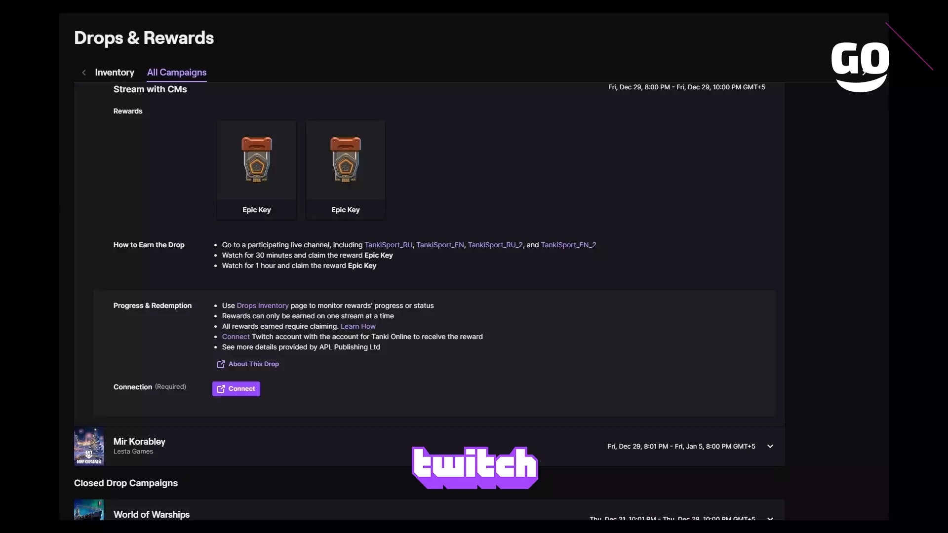 Twitch Drops раздает Stream with CMs для Tanki Online