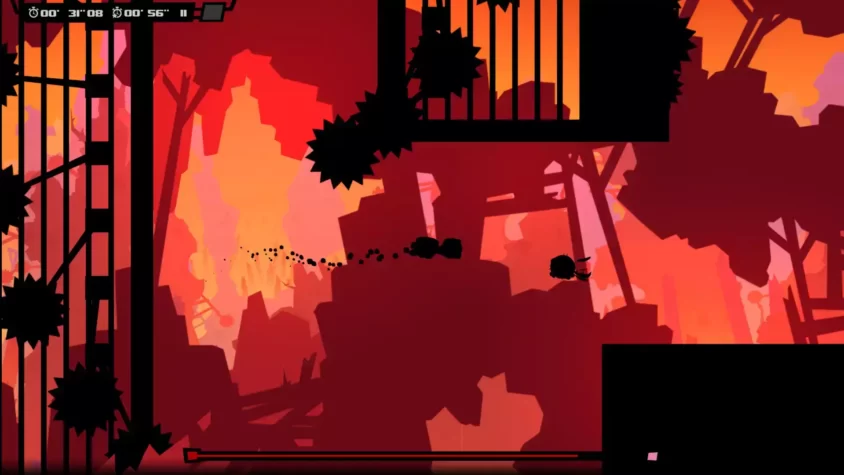 Super Meat Boy на уровне с тематикой заката