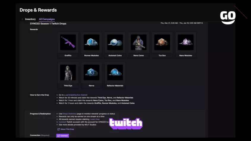 SYNCED Season 1 Twitch Drops SYNCED Season 1 Twitch Drops