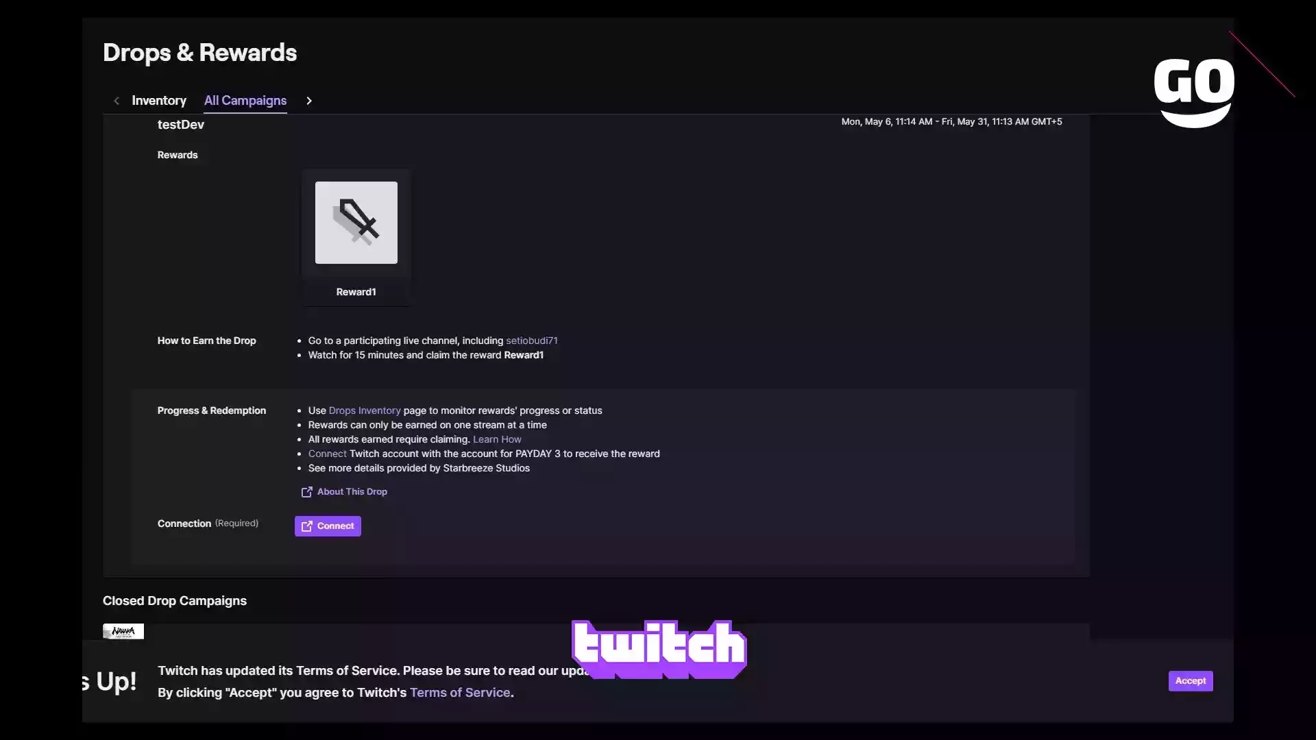 Twitch Drops предлагает подарки TestDev для PAYDAY 3