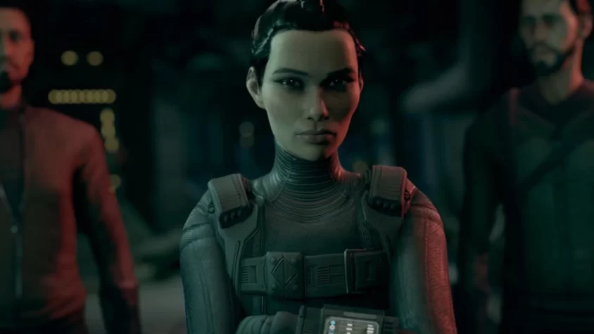 Обложка игры The Expanse: A Telltale Series с изображением Камины Драммер на фоне космоса.