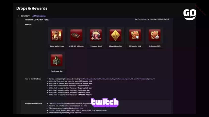 Игровые бонусы Thunder CUP 2024 Часть 2 от Twitch Drops Thunder CUP 2024 Part 2