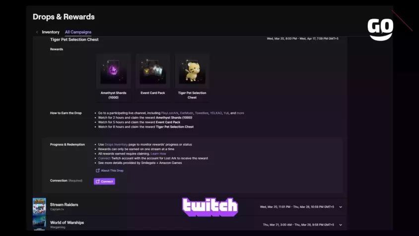 Подарочный пакет Tiger Pet Selection Chest в рамках акции Twitch Drops Tiger Pet Selection Chest