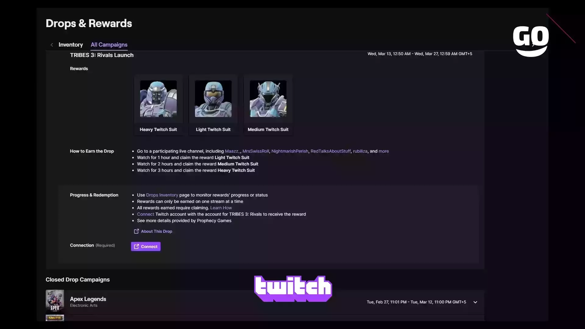 Получи игровые подарки в TRIBES 3: Rivals от Twitch Drops