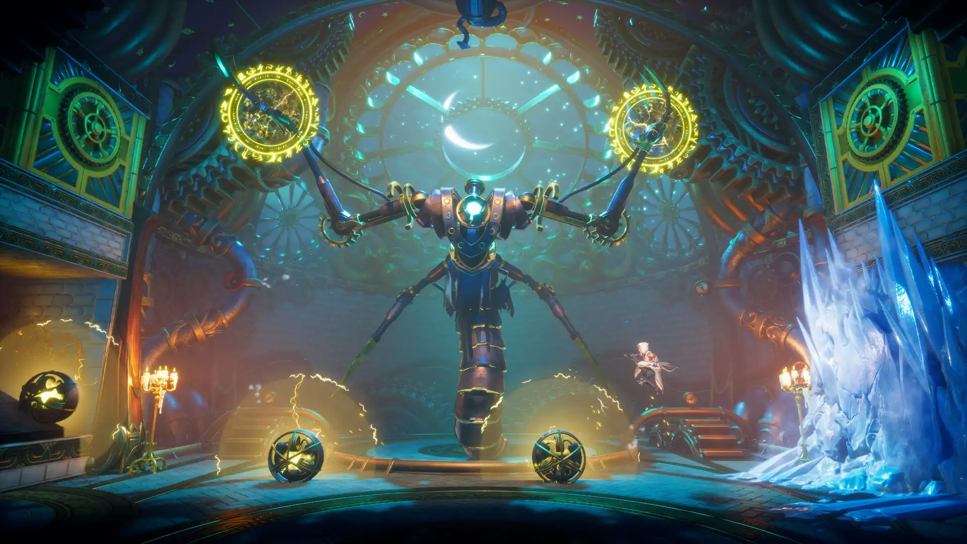 Бой с огромным часовым роботом в Trine 5