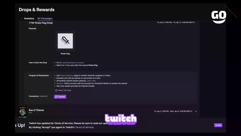 Эксклюзивный игровой пак TTW Pirate Flag Drop! от Twitch TTW Pirate Flag Drop!