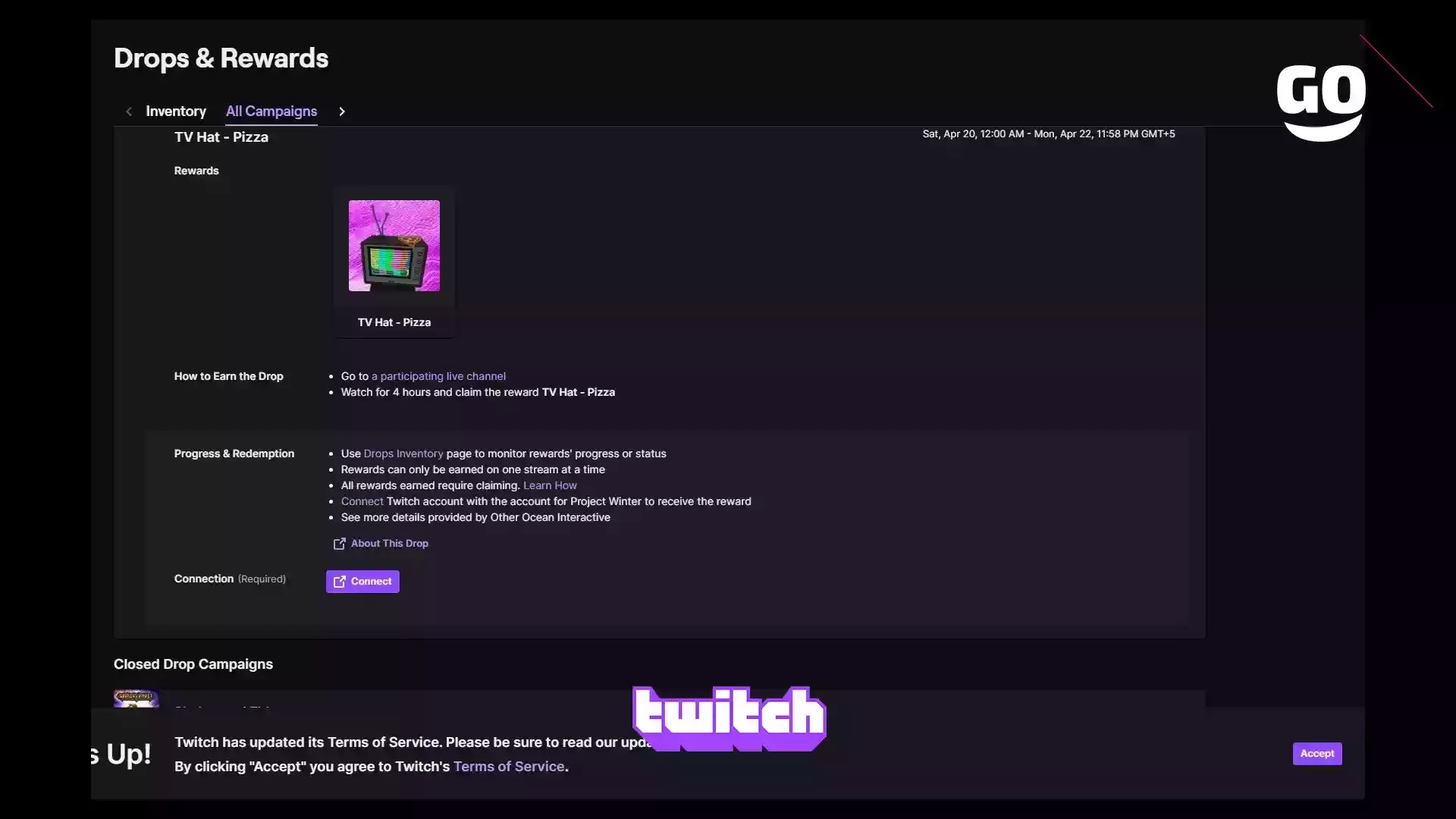 Бонусные Twitch Drops: Подарки TV Hat — Pizza для Project Winter