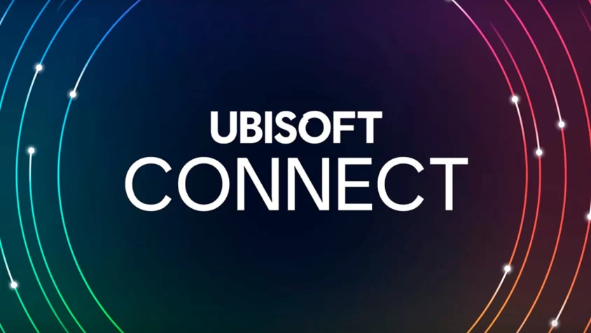 Логотип Ubisoft Connect на фоне абстрактных линий