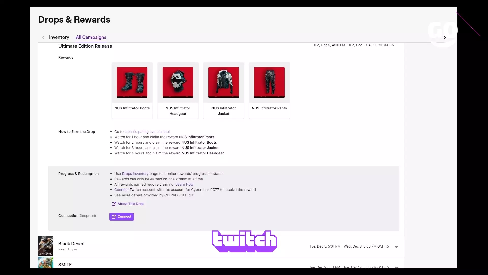 Уникальные бонусы Twitch Drops к выпуску Ultimate Edition для Cyberpunk 2077