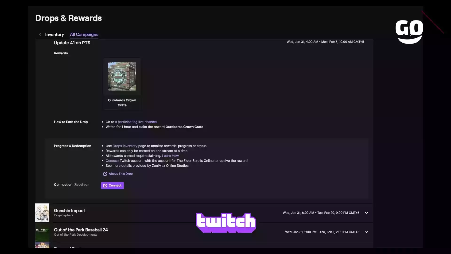 Twitch Drops раздает Update 41 on PTS для The Elder Scrolls Online