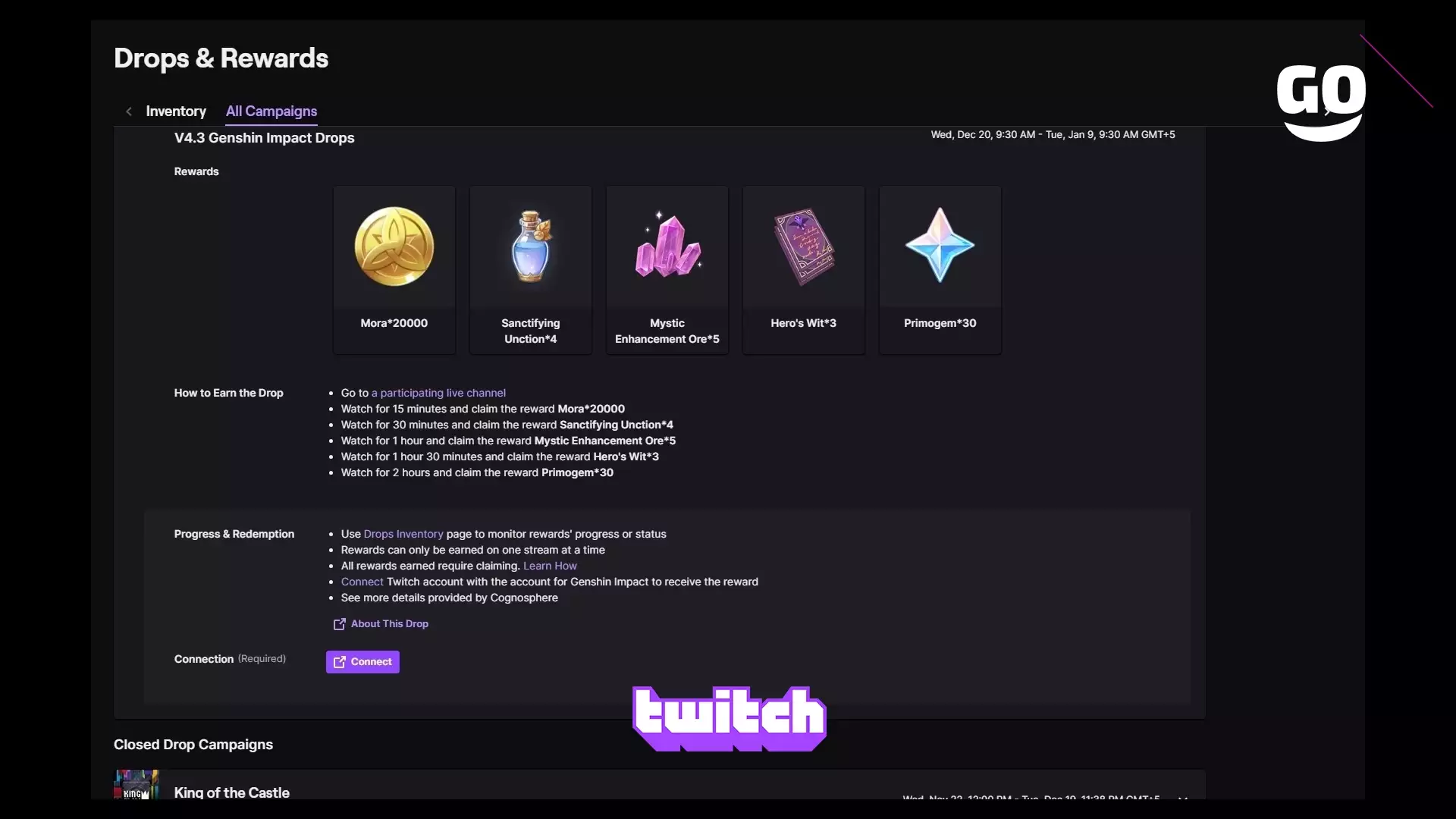 Обновленные игровые бонусы V4.3 от Twitch Drops для Genshin Impact