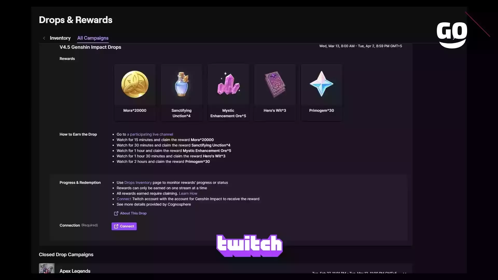 Подарки от Twitch Drops для фанатов Genshin Impact