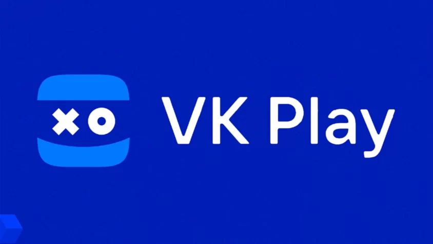 Логотип VK Play на синем фоне