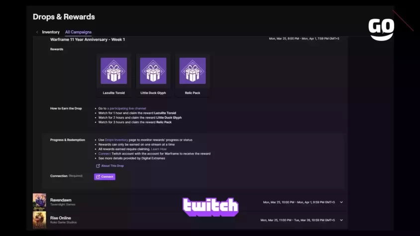 Подарки от Twitch Drops к 11-летию Warframe на первой неделе акции Warframe 11 Year Anniversary - Week 1