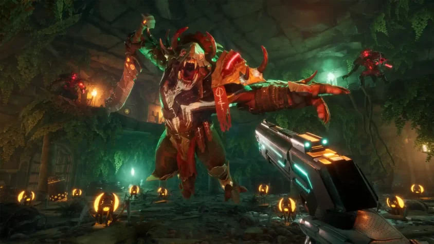 Warstride Challenges game screenshot 4 Герой обращается в бегство от вражеского босса