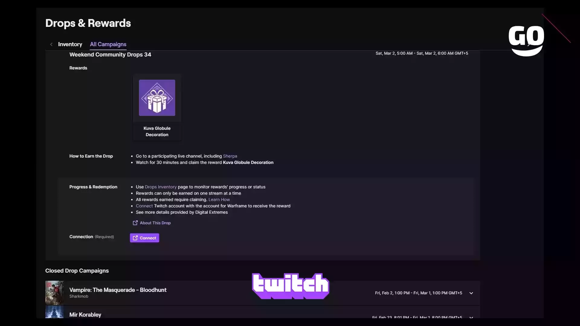 Twitch Drops предлагает подарки Weekend Community Drops 34 для Warframe