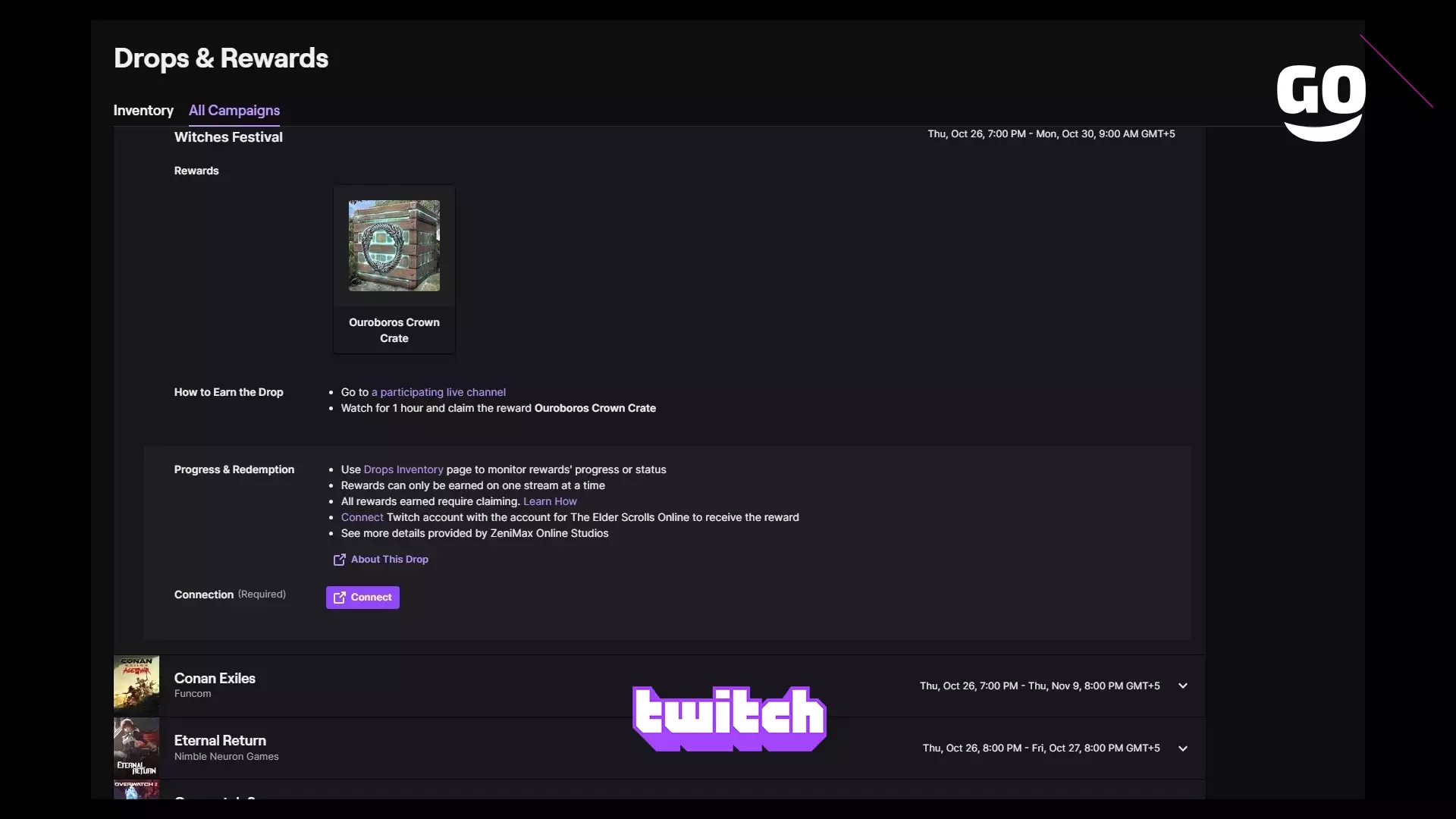 Witches Festival Twitch Drops в The Elder Scrolls Online