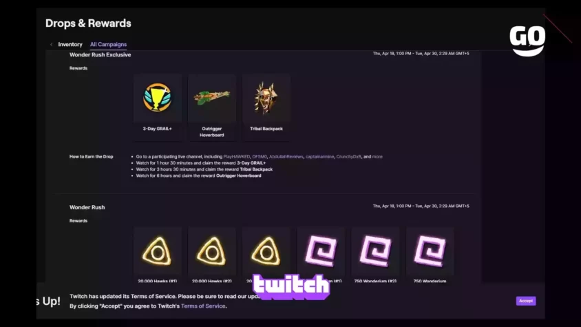 Эксклюзивные предметы Wonder Rush от Twitch Drops Wonder Rush Exclusive