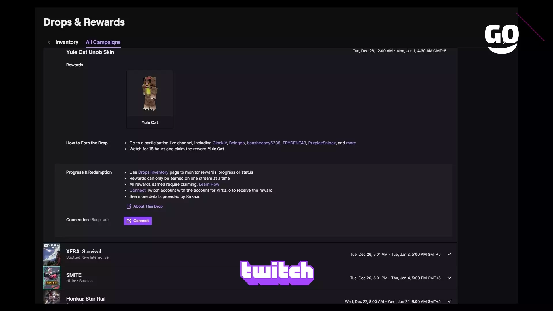 Twitch Drops: Специальные игровые бонусы Yule Cat Unob Skin для Kirka