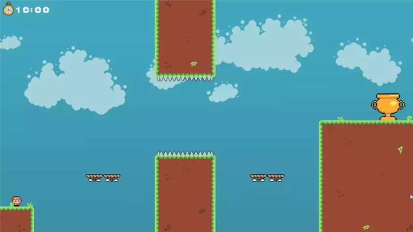 Скриншот 4 игры 10 Seconds to Win, с платформами и шипами