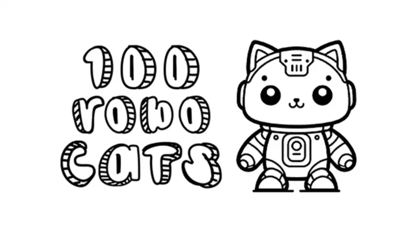 100 Robo Cats Обложка игры с роботом-кошкой и названием '100 Robo Cats'