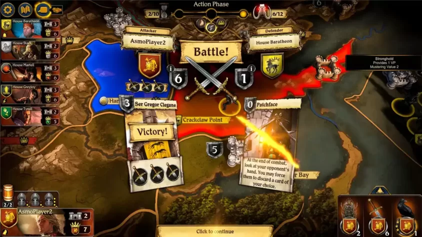Скриншот игры A Game of Thrones: The Board Game Digital Edition, фаза действий