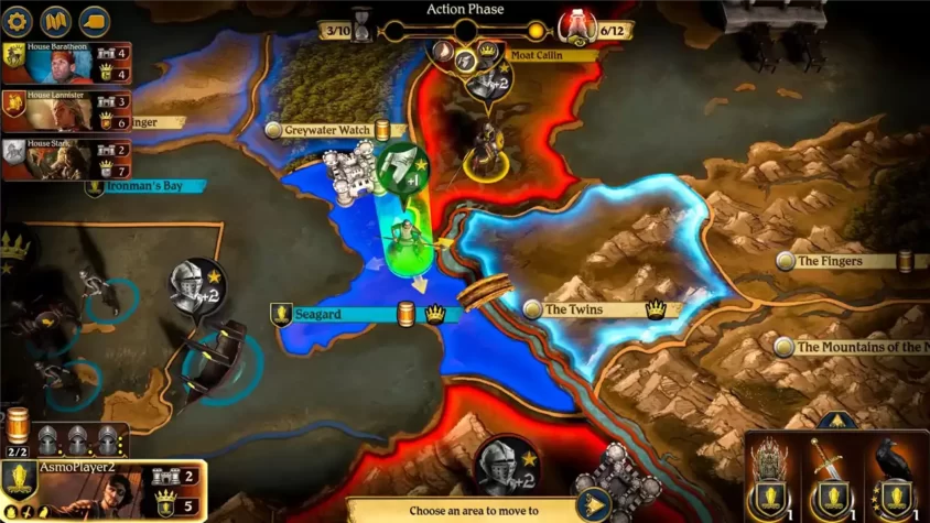 Скриншот игры A Game of Thrones: The Board Game Digital Edition, фаза Вестероса