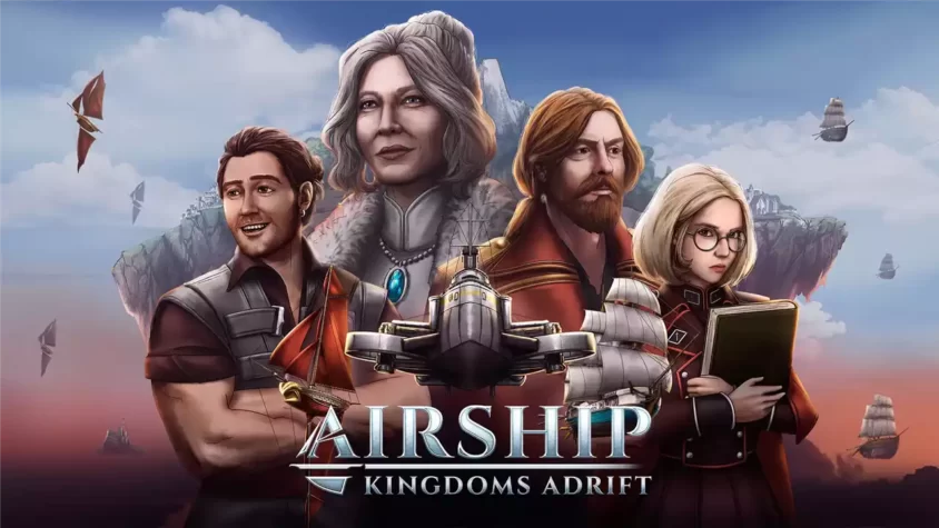 Обложка игры Airship Kingdoms Adrift Игра Airship Kingdoms Adrift. Типичный случай парящих судов с очень серьёзным лицом на обложке.
