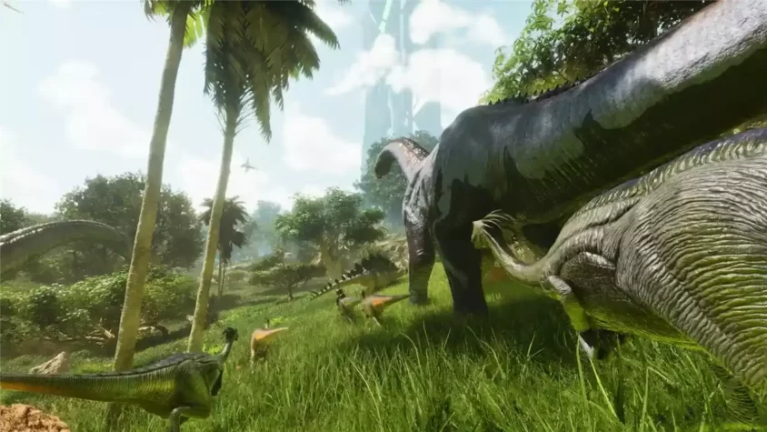 Близкий кадр динозавра в ARK: Survival Ascended