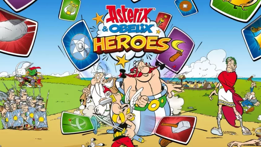 Asterix & Obelix Heroes: обложка Обложка игры 'Asterix & Obelix Heroes', с изображением героев и игровых карт