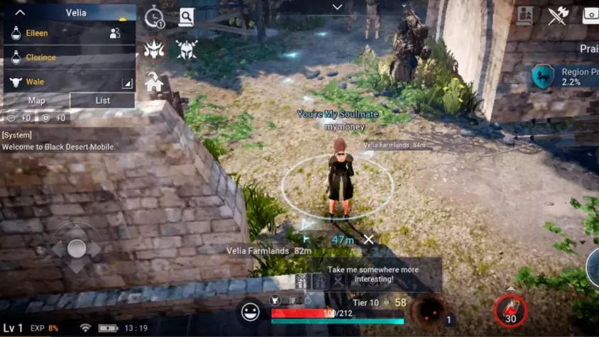 Персонаж на фоне древней стены в Black Desert Mobile