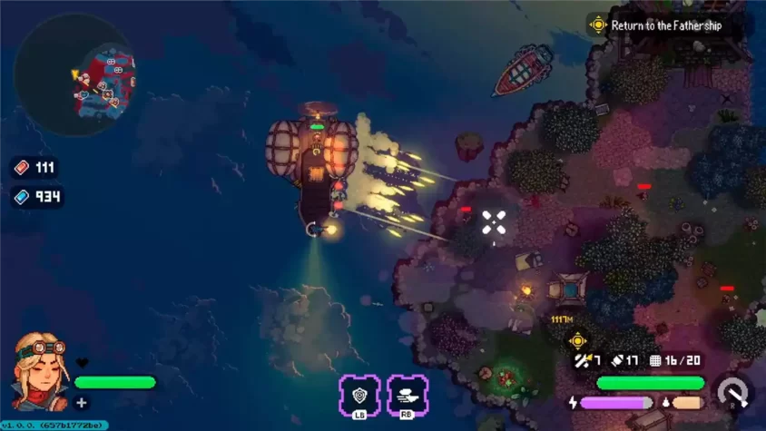 Героиня на воздушном корабле, направляется к следующей миссии в Black Skylands