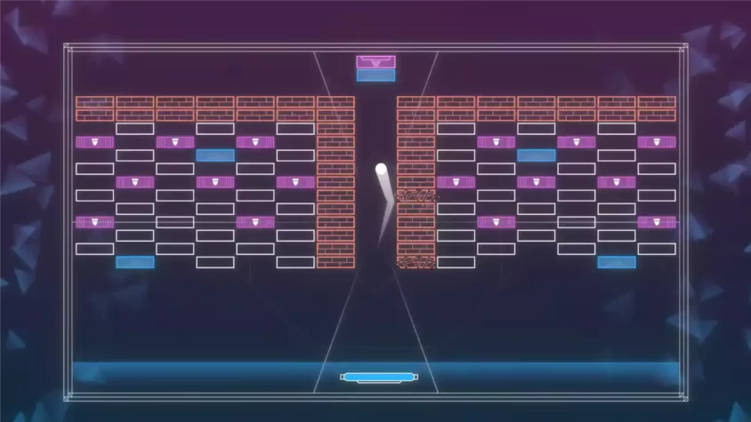 Скриншот игрового процесса, где мяч отскакивает от плиток в игре Breakout: Recharged