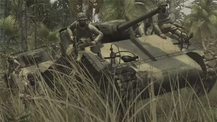 Скриншот из игры Call of Duty World at War с танком