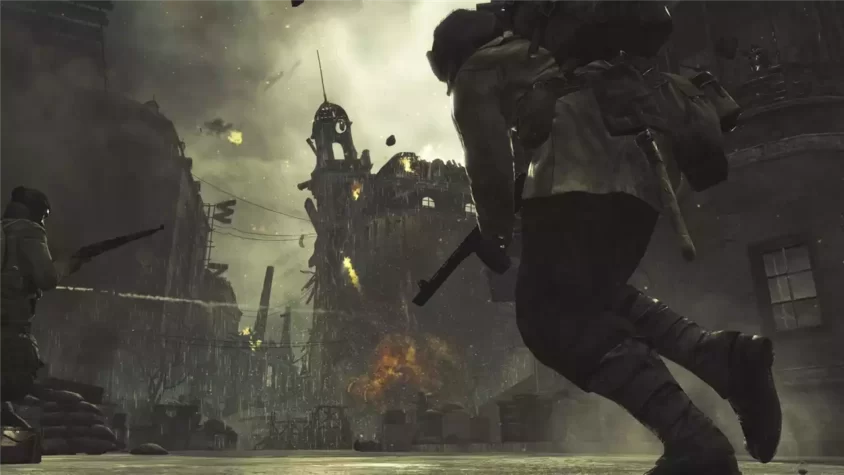 Скриншот разрушенного города в игре Call of Duty World at War