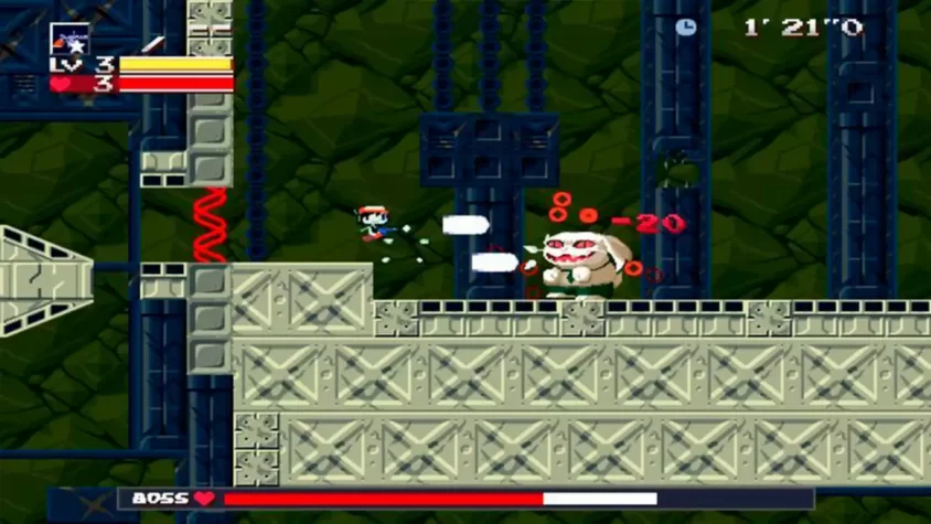 Скриншот битвы с боссом в Cave Story