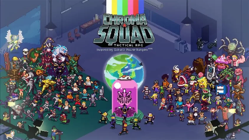 Chroma Squad: пиксельная эпопея сражений и спасения мира Обложка игры Chroma Squad с пиксельными персонажами, сражающимися в стиле Power Rangers
