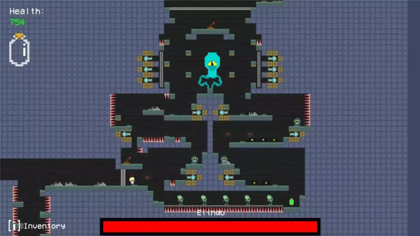 Геймплей игры Chrysolite. Игрок исследует подземелье, где его поджидают механизмы и враги