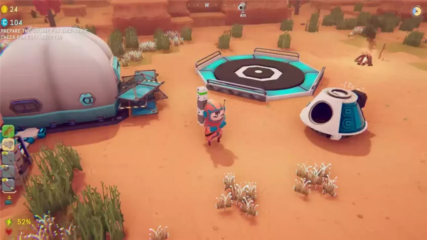 Основной персонаж Cozynauts рядом с космическим модулем.