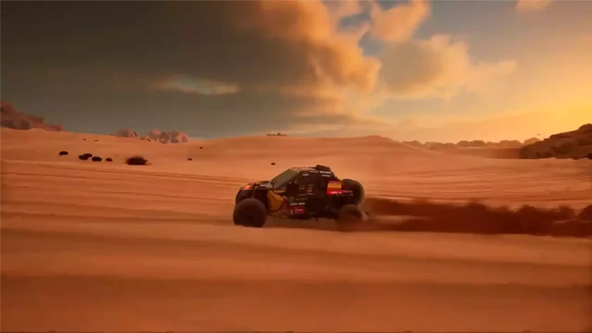 Автомобиль на Dakar Desert Rally, погружающийся в песок