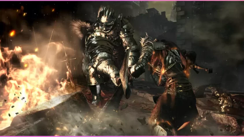 Скриншот из игры Dark Souls III, дракон в атаке