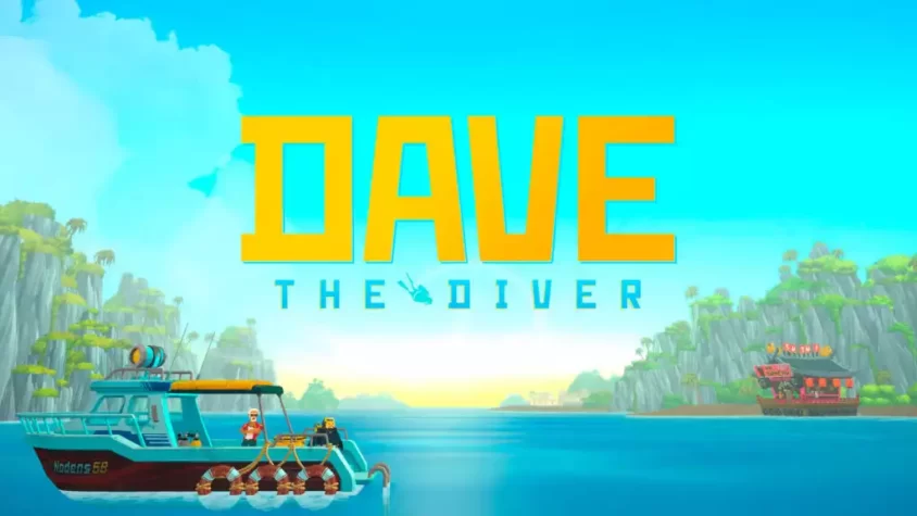 Dave the Diver - Обложка Обложка игры 'Dave the Diver' с лодкой и островом на фоне