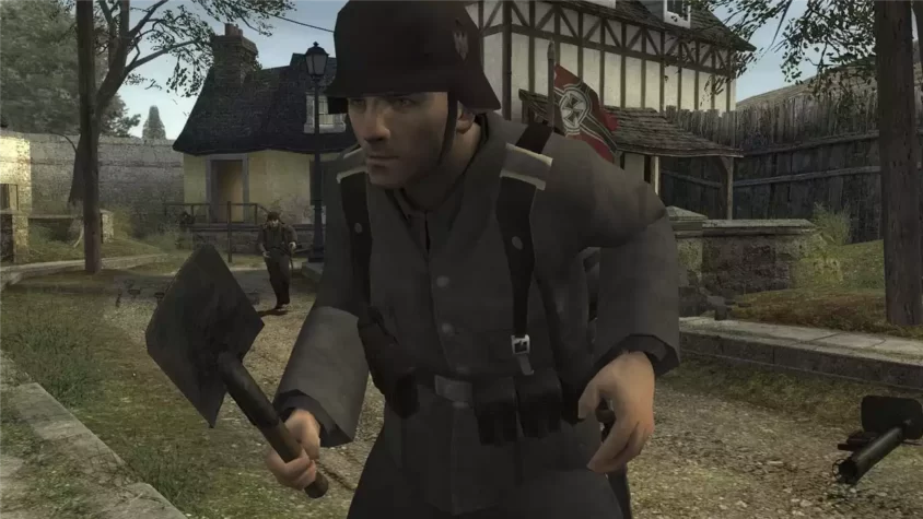 Скриншот игры Day of Defeat Source: солдат с оружием