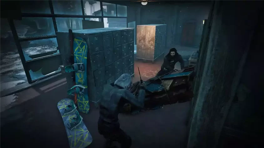 Персонажи убегают от монстра в Dead by Daylight
