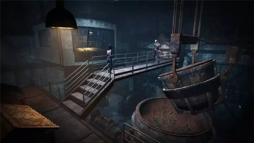 Жертва прячется от маньяка в Dead by Daylight