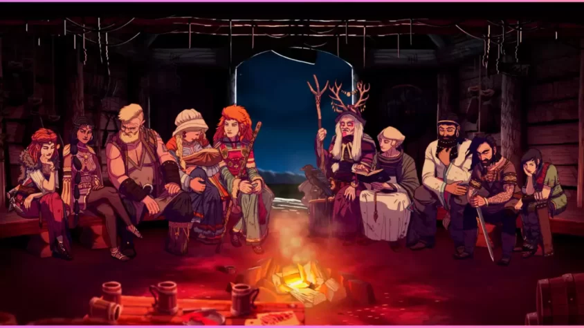 Сцена из игры Dead in Vinland: Вечер у костра. Или просто момент, когда все переживают за свою жизнь
